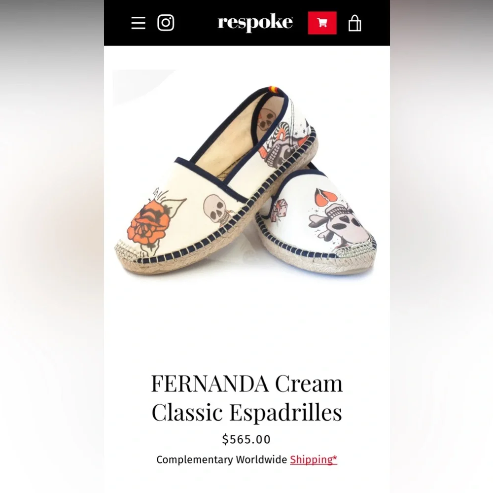 Respoke Fernanda Cream Espadrilles with Skull and‎ Floral Design